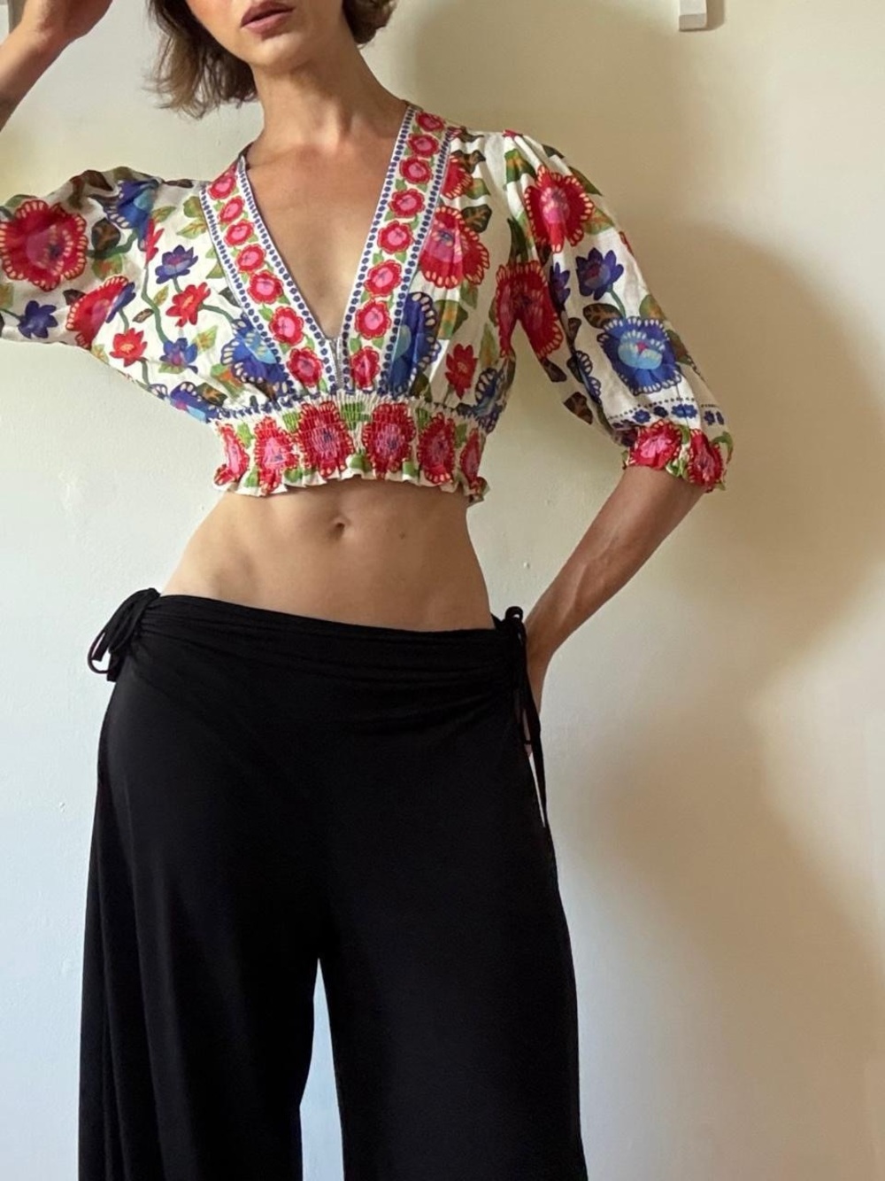Bohemian cropped blouse — FARM RIO